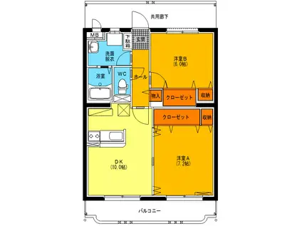 ユーミーあだち(2LDK/3階)の間取り写真