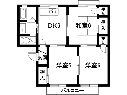 コートビレッジさと(3DK/2階)の間取り写真