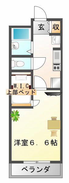 よろずまち(1K/1階)の間取り写真