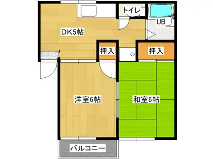 レセプションビレッジII(2DK/1階)の間取り写真