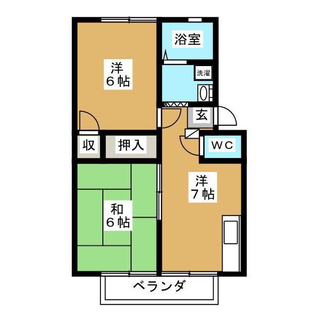 グラーツ西治(2DK/1階)の間取り写真
