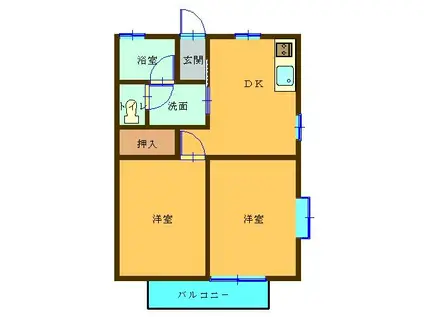 SOUBUハイツ吉倉B(2DK/2階)の間取り写真