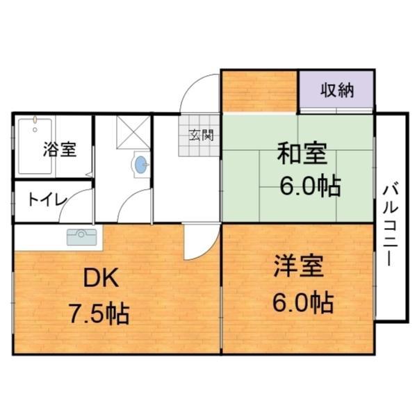 レストハイツA棟(2DK/1階)の間取り写真