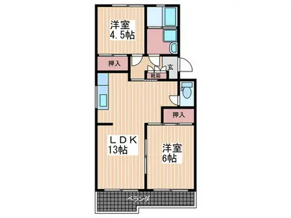 井東コーポラス(2LDK/2階)の間取り写真