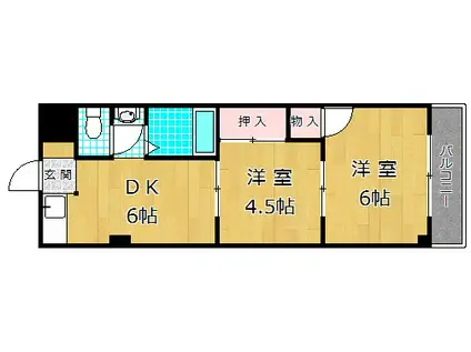 プライムコート(2DK/5階)の間取り写真