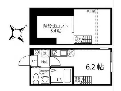 ハーミットクラブハウスアレシア長津田(ワンルーム/1階)の間取り写真
