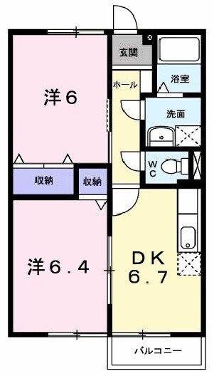 広瀬ガーデンハイツ(2DK/2階)の間取り写真