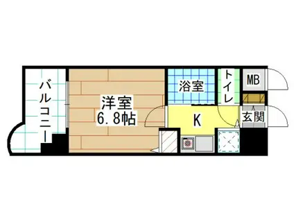 ライオンズマンション小倉駅南第3(1K/11階)の間取り写真