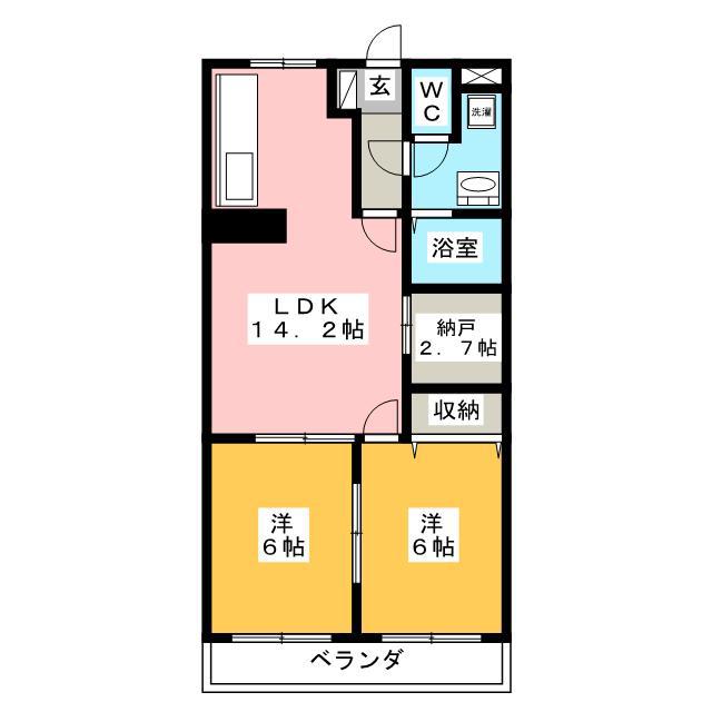 ミノルガーデンパレス A(2SLDK/2階)の間取り写真
