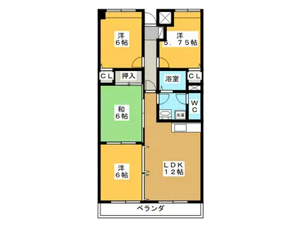 エスポワールKAWADE(4LDK/2階)の間取り写真