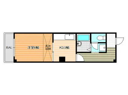 ドリームスクエア(1K/1階)の間取り写真