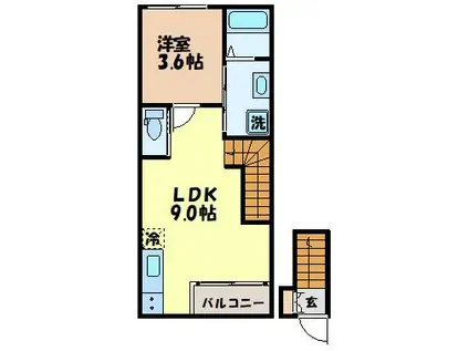 エアリア多良見中里(1LDK/2階)の間取り写真