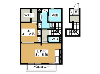 GROW NEXT II(1LDK/2階)の間取り写真