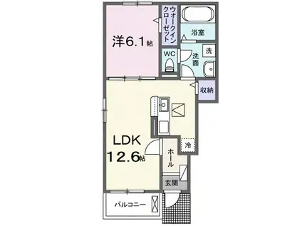 エヴァ グリーン ヴィラII(1LDK/1階)の間取り写真
