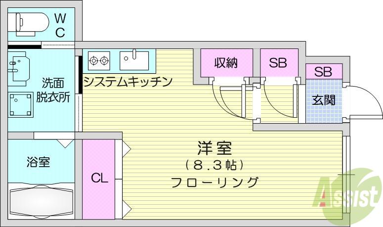 クレール長町(ワンルーム/1階)の間取り写真