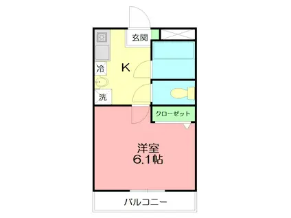 ルシェル砂押橋(1K/1階)の間取り写真
