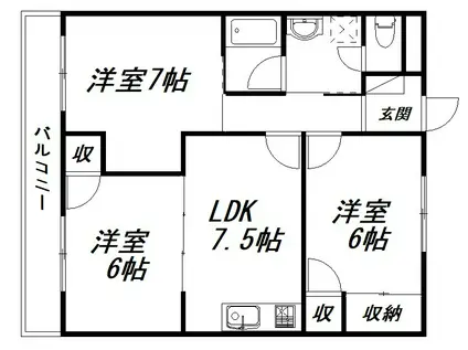 パークサイド高木(3DK/3階)の間取り写真