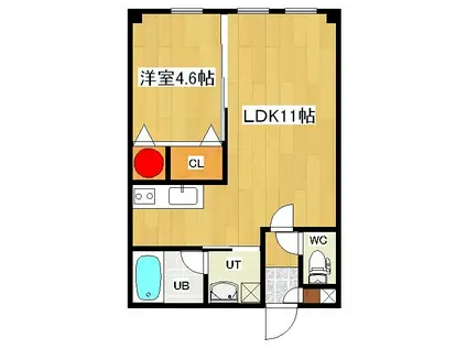 ヴァンドーム青葉(1LDK/4階)の間取り写真