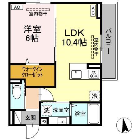 トリシア東口(1LDK/3階)の間取り写真