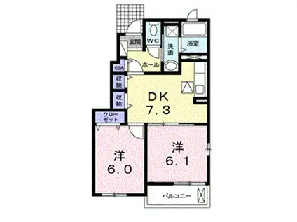 サンリットヒルII(2DK/1階)の間取り写真