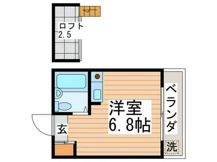 ドリーム三原台(ワンルーム/2階)の間取り写真