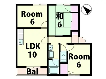 グリーンタウン國本E棟(3LDK/2階)の間取り写真