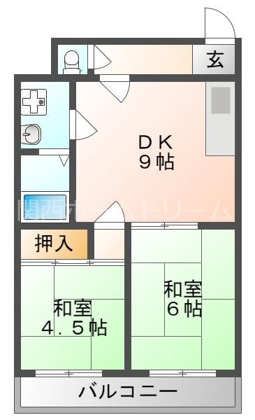 メルヘンハイツ大久保(2DK/4階)の間取り写真
