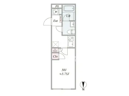 ELUA 日暮里(1K/5階)の間取り写真