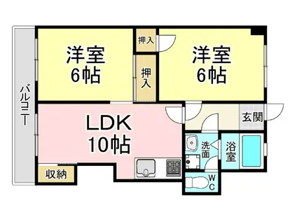 米谷木町第二ビル(2LDK/2階)の間取り写真