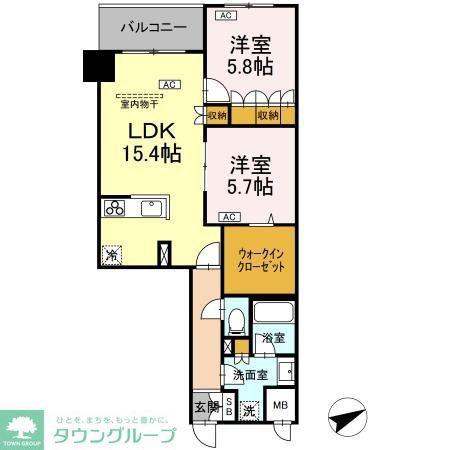 サンジョイアゼロ(2LDK/3階)の間取り写真