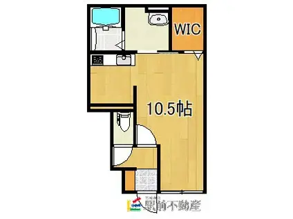 K-IDEAL久留米I A棟(ワンルーム/1階)の間取り写真