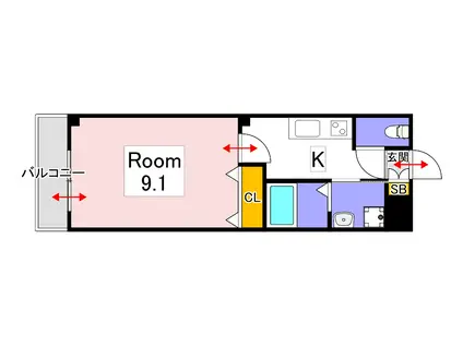 ルミエール(1K/1階)の間取り写真