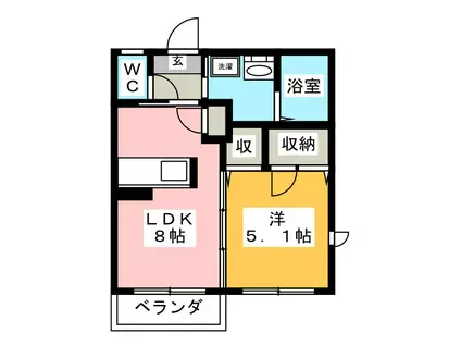 ドゥ・マメゾン(1LDK/1階)の間取り写真