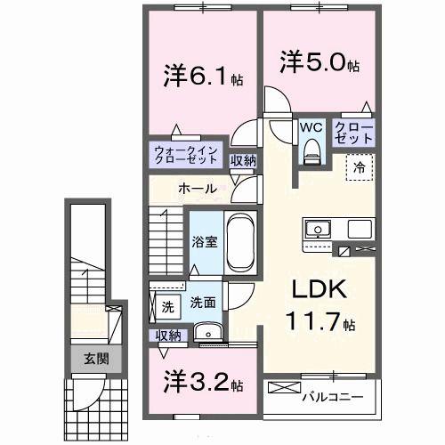 ブライトガーデンA(3LDK/2階)の間取り写真