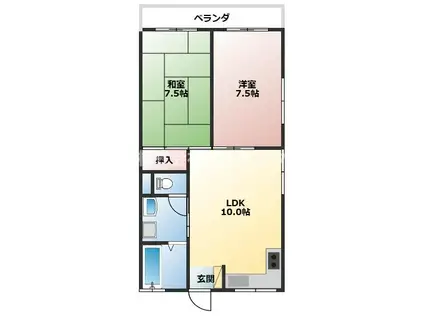 ハイツなきり(2LDK/3階)の間取り写真