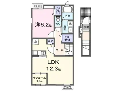 シャルム アシュリー(1LDK/2階)の間取り写真