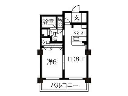 HGS山鼻(1LDK/8階)の間取り写真
