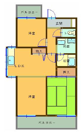 コートアゼリア鷹合(2LDK/5階)の間取り写真