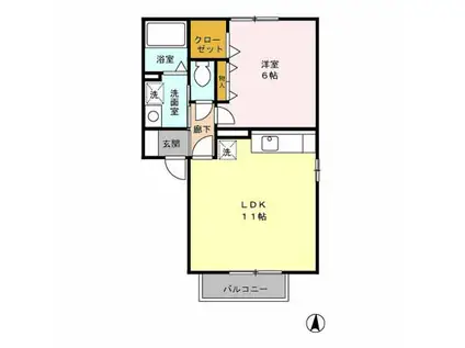 セジュールエーリー B棟(1LDK/1階)の間取り写真