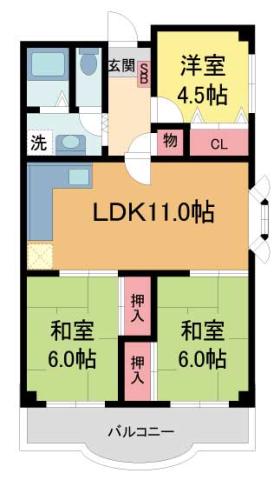 第一寿楽アビタシオン(3LDK/3階)の間取り写真