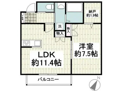 プチテラスWAKO(1SLDK/2階)の間取り写真