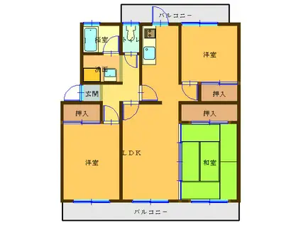 サルヴァトーレ日の隈2(3LDK/2階)の間取り写真