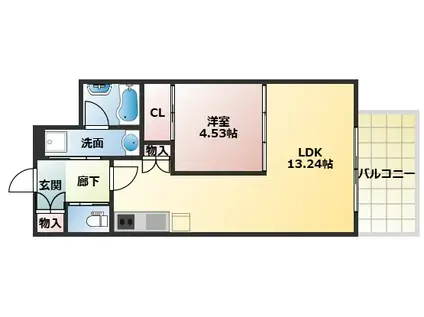 プレジオ永和ASIAN(1LDK/4階)の間取り写真