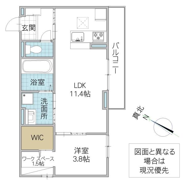ウエスト・パーク A(1LDK/1階)の間取り写真