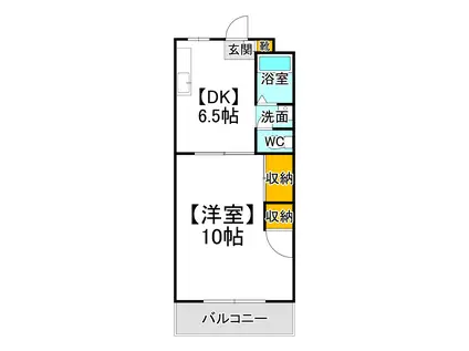 ラピーヌ福島(1DK/2階)の間取り写真