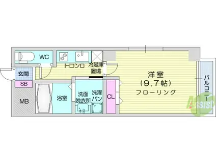 MステージⅡ(1K/3階)の間取り写真