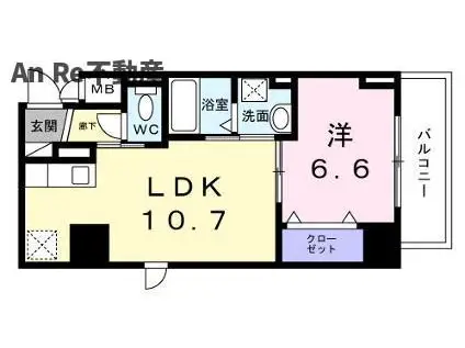 スアヴィス鳩ケ(1LDK/2階)の間取り写真