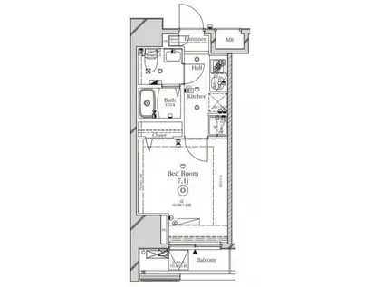 ラフィスタ川崎(1K/8階)の間取り写真