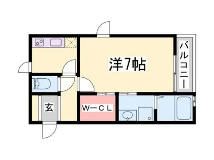 ヴェント チェーロ(1K/2階)の間取り写真