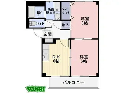 SURPLUS TWO MURATA A棟(2DK/2階)の間取り写真